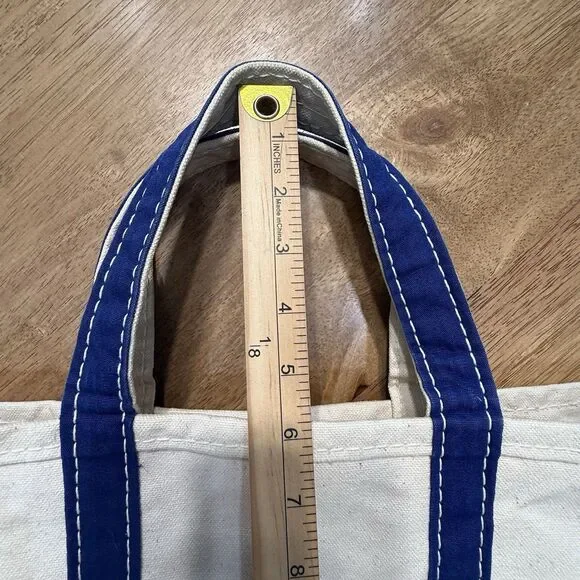 Vtg Lands End Heavy Canvas Tote Large Blue Trim USA - Picture 5 of 16